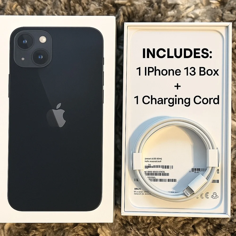 iPhone 13 Box – 128GB Black – With USB-A Charging Cord – OEM Apple